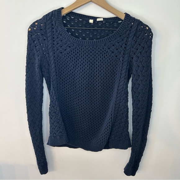 Moth Sweaters - Moth from Anthropologie Navy Blue Open Weave Sweater, Size Small